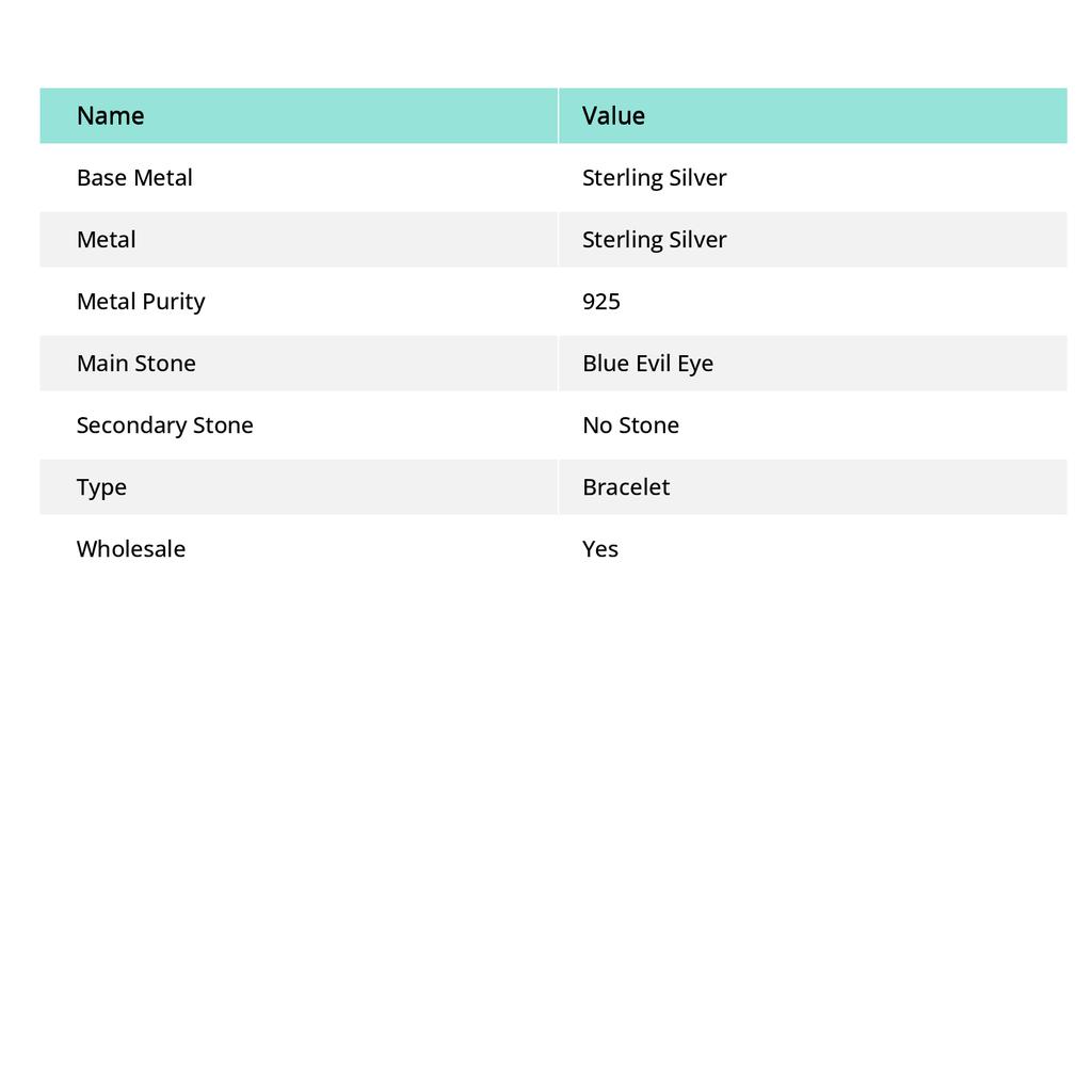 Blue Evil Eye Gemstone håndlaget 925 sterling sølv armbånd 7-8" D4Y32