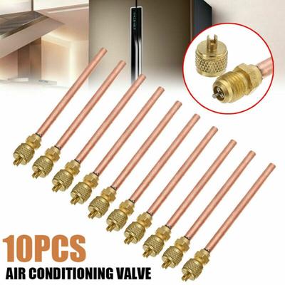 10Pcs/Set Air Conditioner Refrigeration Access Valves Copper Tube Filling Parts