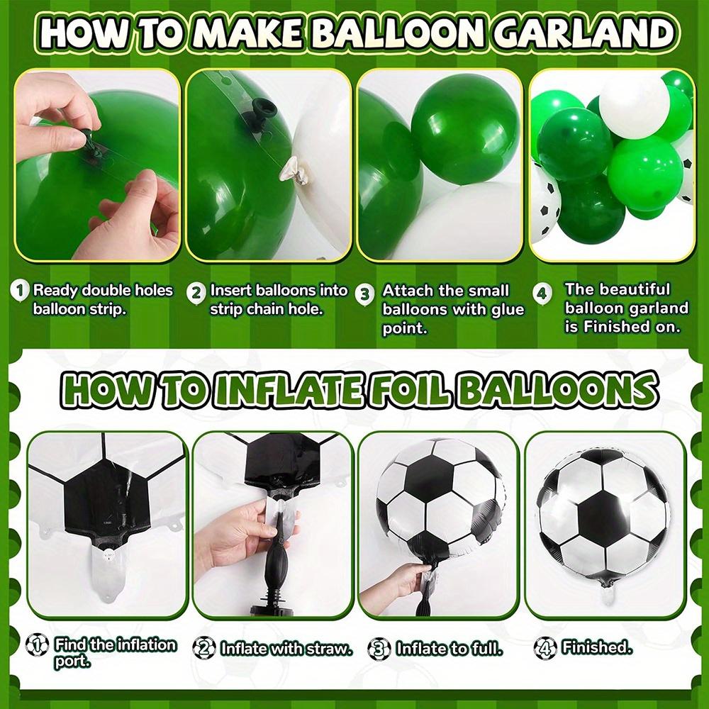 128PCS Football Balloon Wreath Kit - Green, White and Black Arches for Sports Parties, Birthdays, Etc. - Indoor/outdoor Decor