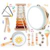 Toddler Musical Instruments-Montessori Wooden Educational Toys for Toddlers 1-3,Baby Musical Instruments,Neutral Color Musical Instruments Set with