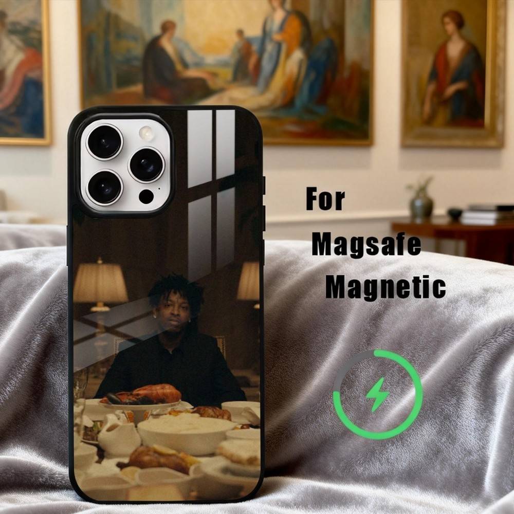 

Cool Rapper 21 S-Savage-E Phone Case For iPhone17,16,15,14,13,12,11 Plus,Pro Max Magnetic For Magsafe Wireless Charging iPhone16PROMAX