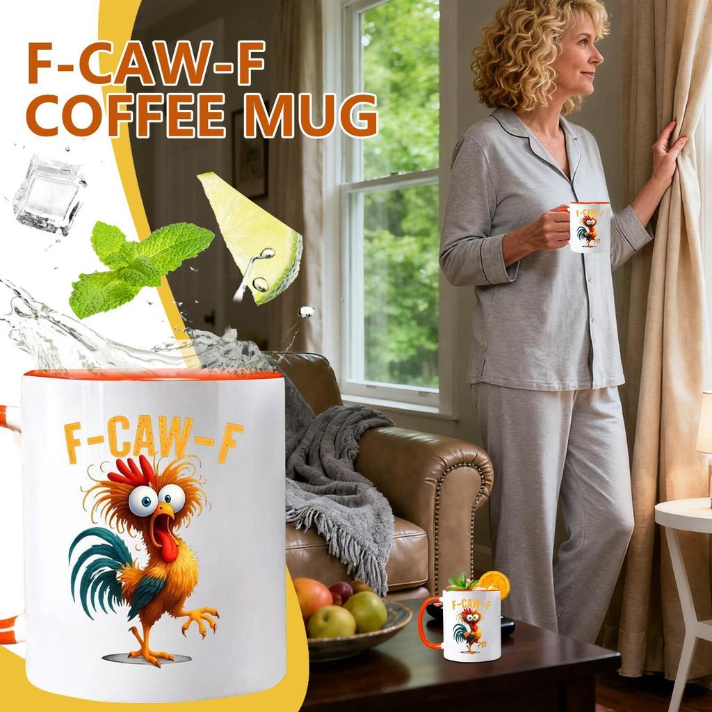 350 ml Rolig Kycklingmugg Nyhet Keramik F-Kuckeliku-F Tupp Kaffekoppar För Män Kvinnor Vänner Familj Gårdshus Heminredning