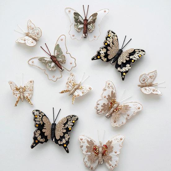 DIY Craft Butterfly Ornaments 1 Set Glitter Christmas Ornament, Double Layer Sequins Glittery Tree Decorations Hanging Decor for Tree, Festive Holiday