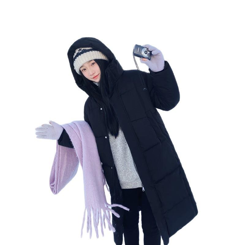 Chinese opera down cotton-padded clothes for women's winter new long over-knee thickened loose cotton-padded jacket black cotton-padded jacket trendy