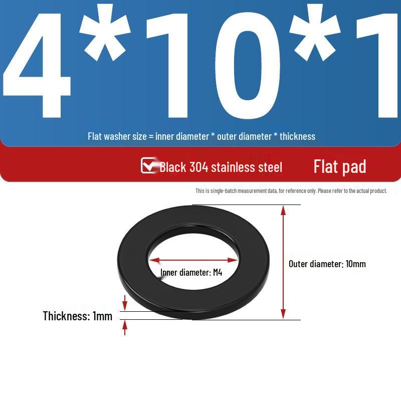 Ultra-Thin Black Zinc-Plated Stainless Steel Flat Washer (M2-M20)