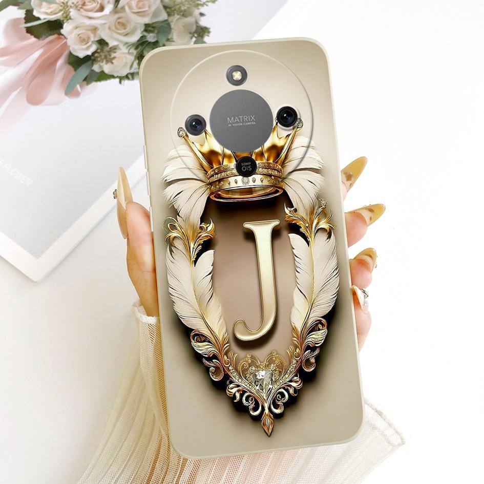 For Honor X9d Case MTN-NX1 Shockproof Cover Luxury Initial Letters Crown Soft Silicone Back Shell For HonorX9D Magic 8 Lite Capa