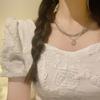Sweet and cool Spice square brand double-layer chain light luxury niche necklace female summer design feeling cool and does not fade advanced sense