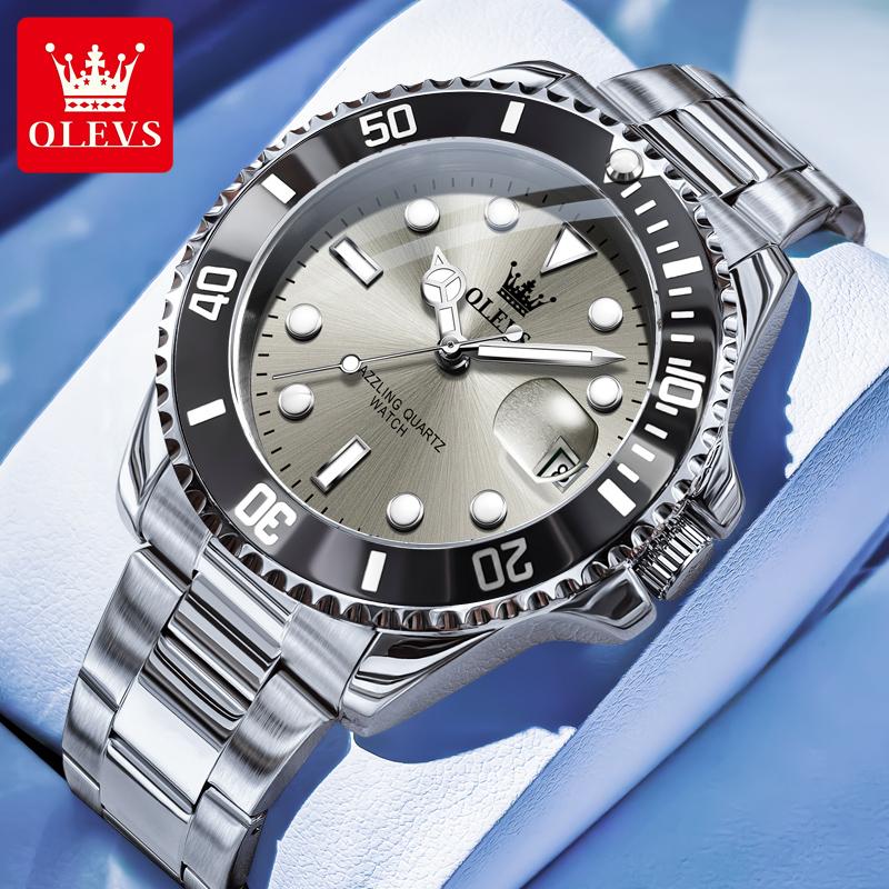OLEVS New Man Watch Luxury Top Brand One-Way Rotating Outer Ring Design Quartz Watch for Men Auto Date Waterproof Wrist Watches