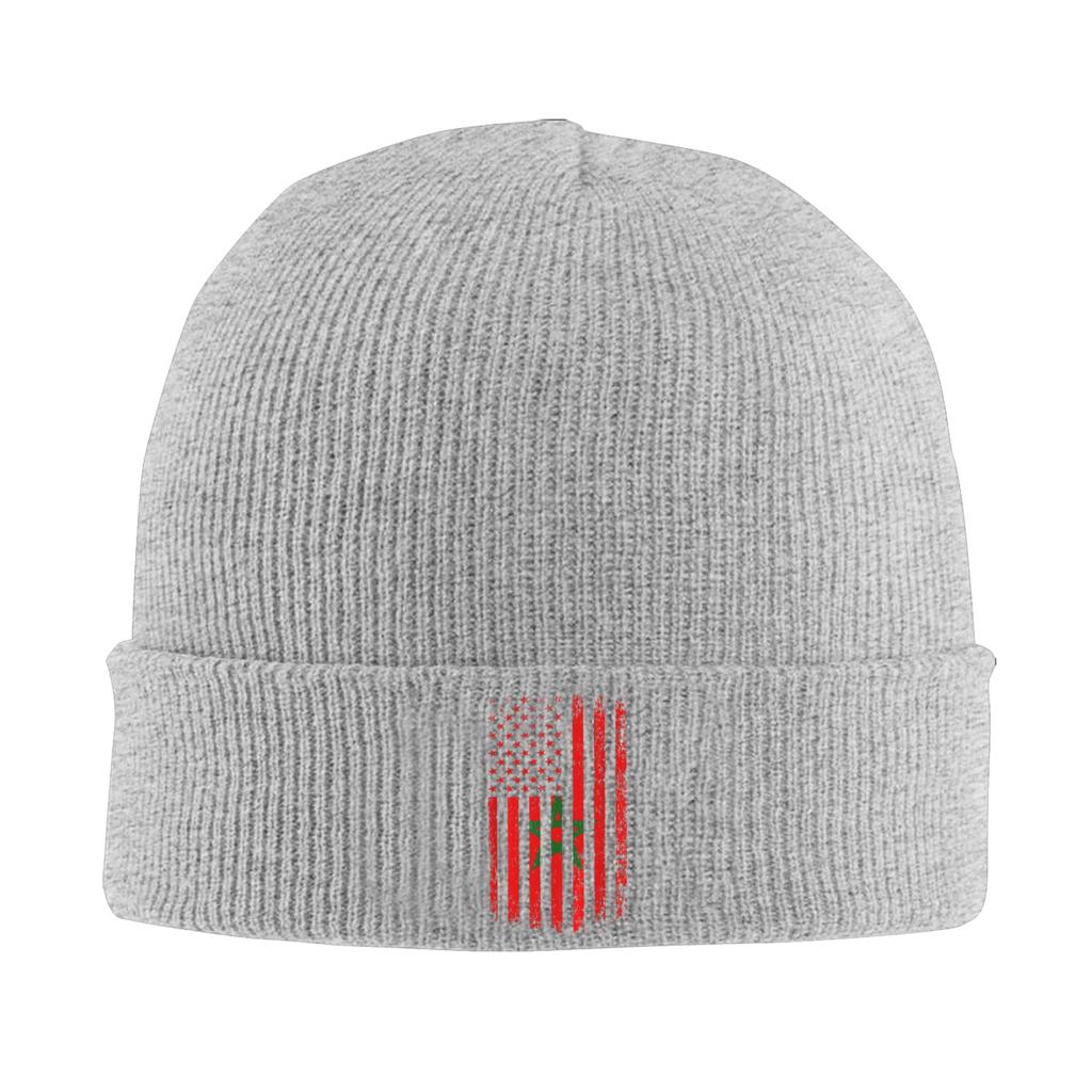 Amerikaanse Marokko Vlag Marokkaanse Gebreide Muts voor Dames Unisex Muts Herfst Winter Hoeden Warme Caps