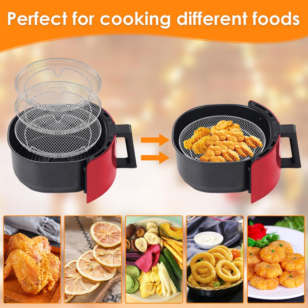 Air Fryer Rack Stainless Steel 3 Layer Air Fryer Stand Evenly Heated Baking Basket Tray Stackable Grilling Rack for Baking