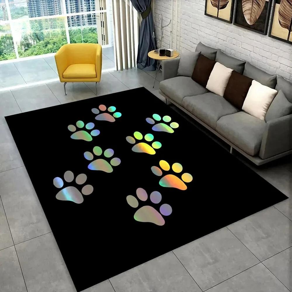 Pets Footprint Sole Series 3D Area Rug Large, Kids Non-slip Floor Mat Carpet Rug for Living Room Bedroom Sofa Doormat Decoration