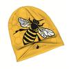 Just A Bee Men'S Knit Skull Cap - Mustard Yellow Bee & Honeycomb Design, Stretchy Comfort Fit, Trendy Novelty Beanie For Casual