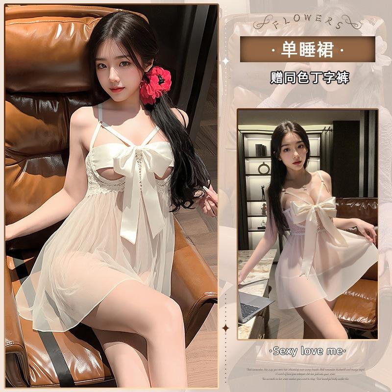 Sex underwear large size suspender lace temptation pajamas pure desire hollow lace-up sexy hot uniform free set