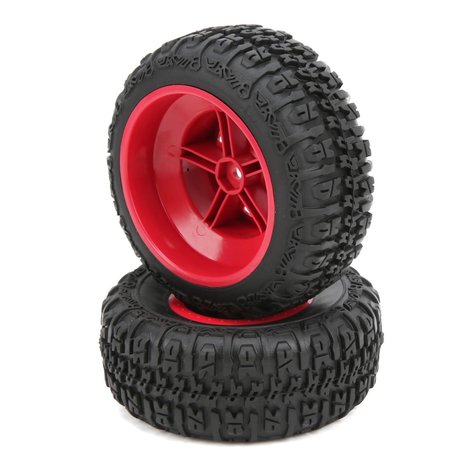 

2pcs Wheel Rim and Tires Set for Traxxas Slash 1/10 RC Short Course Truck Tires Upgrade Parts Red