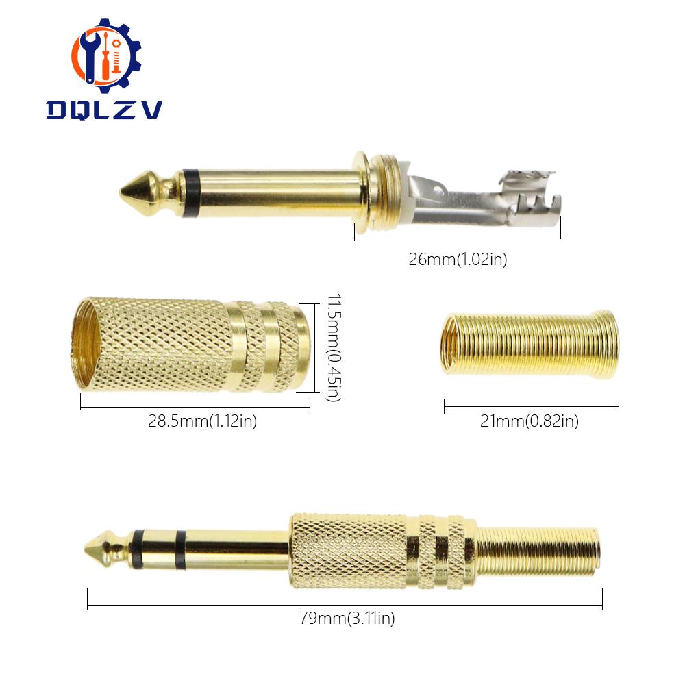 Gilding 6.35MM Jack Plug Male Mono Audio Connector Adapter 1/4Inch Male Soldering Audio Stereo Connectors