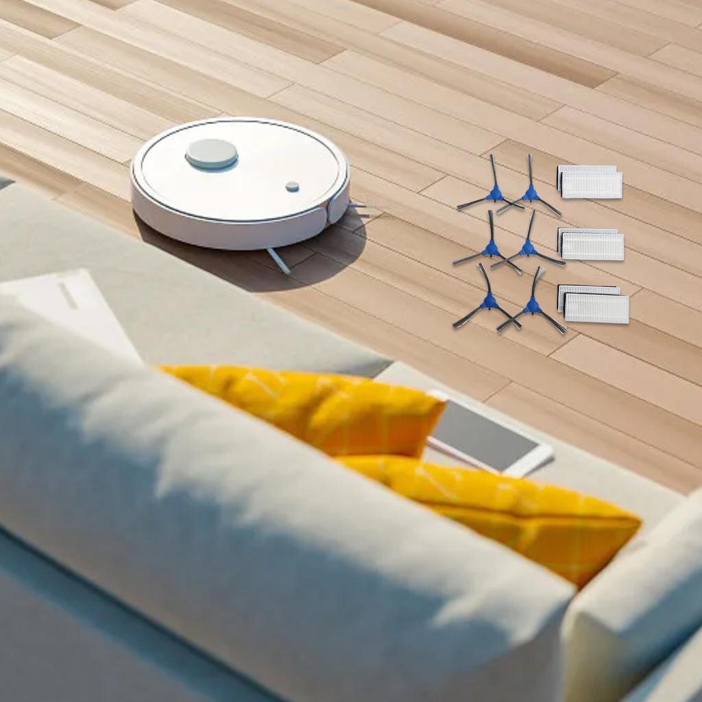 Compatible Replacement Parts for Coredy R3500 R650 R600 Robot Vacuum Includes 3 Pairs of Brushes and 6 Filters
