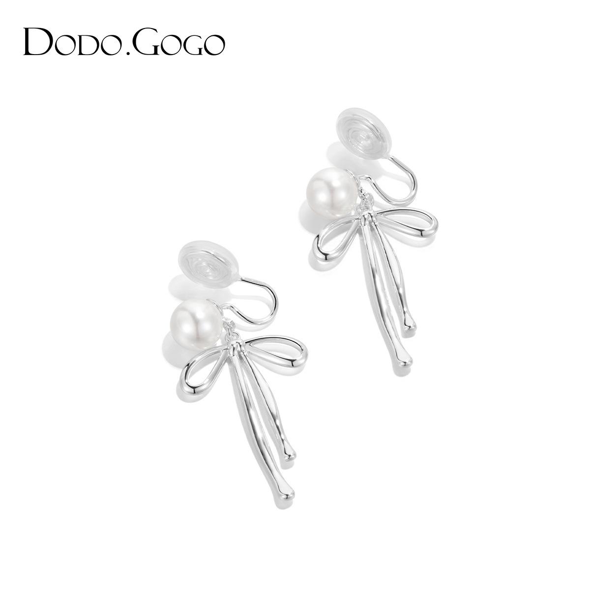

DODOGOGO Bow Pearl Earrings Women s Xiaoxiangfeng Earrings Premium New Earrings Skinny Earrings
