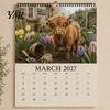 Cute Cow Theme Calendar 2027 Highland Seasons Calendar, 12-Month Desk Planner with Art, Desktop Appointment Thick Paper Daily Organizer for