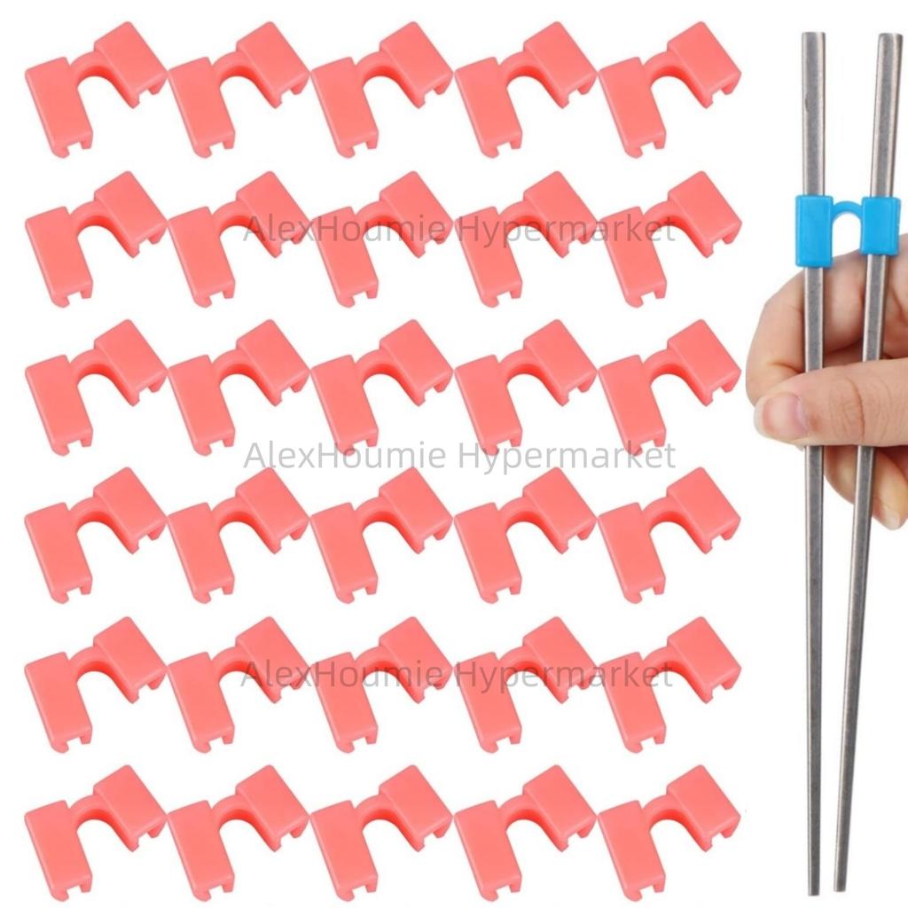 30PCS Chopstick Helper Training Kit Chopsticks Connector Reusable Plastic Training Chopstick Helper for Beginner Trainer Learner