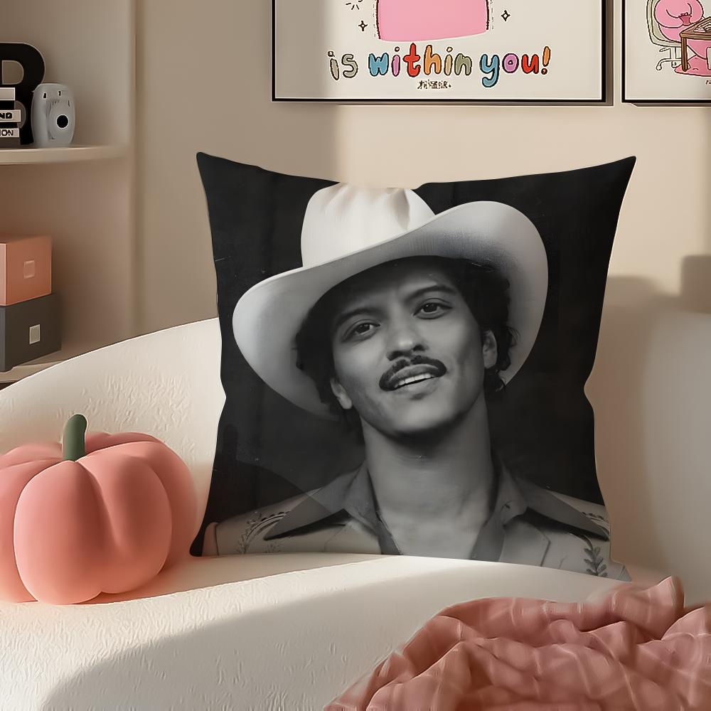 Classic Pop American Singer BBruno Mars Cushion Cover Pillowcase Short Plush Invisible zipper Room Sofa Cushion Cover