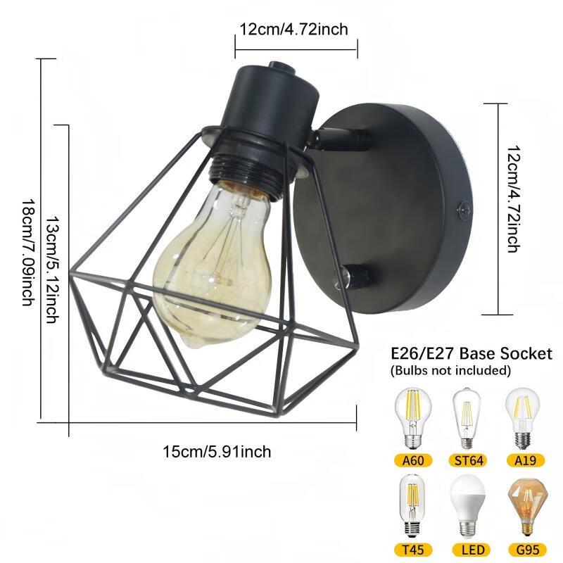 Retro Industrial Dimmable Iron Cage Wall Sconce