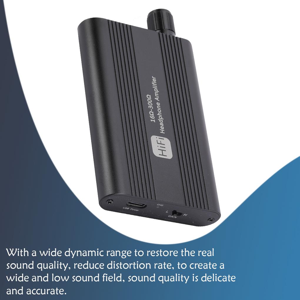 Amplificador de fone de ouvido HiFi universal BGGQGG de 16 a 300 ohms com entrada auxiliar de 3,5 mm, portátil e ajustável para celular e reprodutor de música.