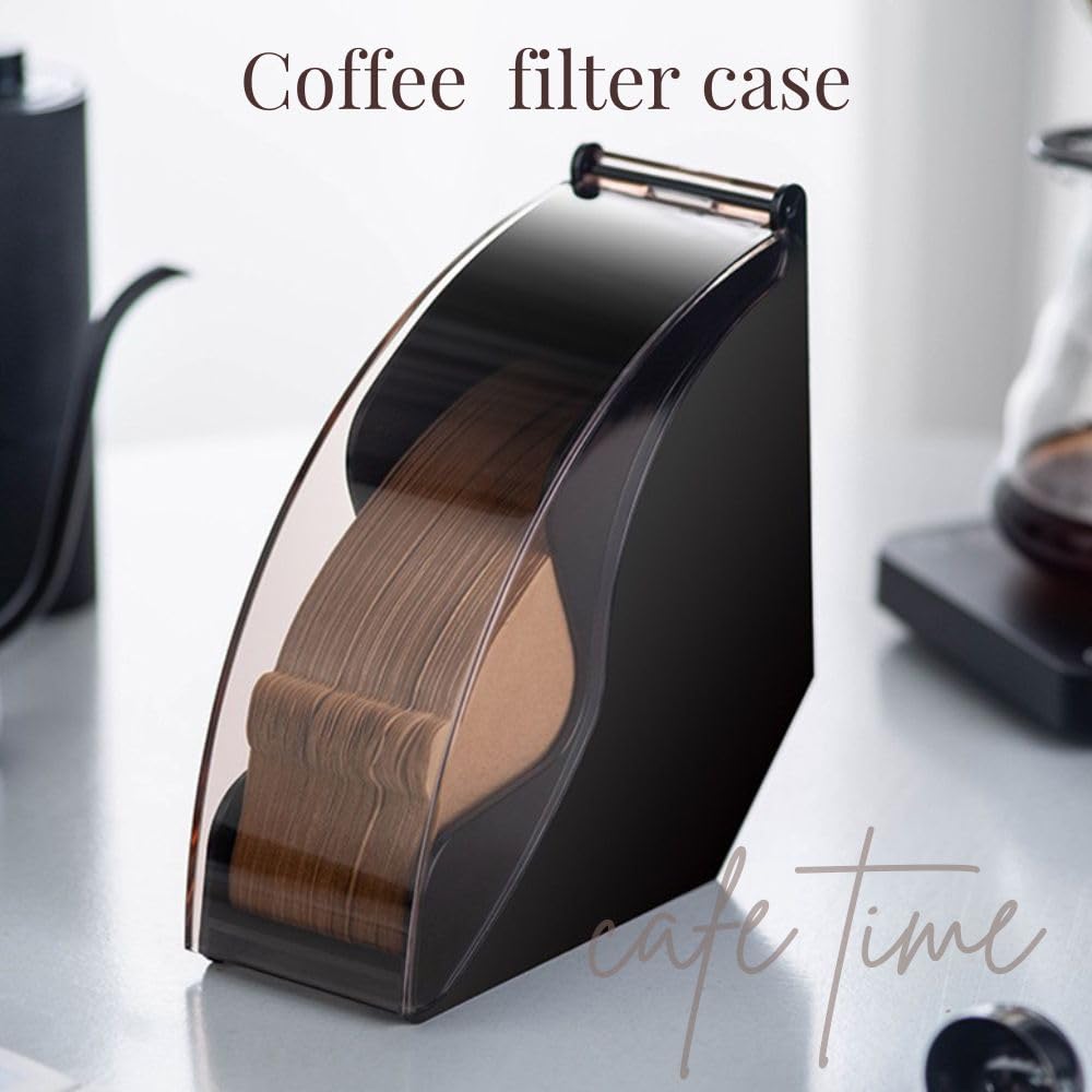 Coffee Filter Case, Coffee Filter Box, Coffee Filter Holder, Coffee Filter Paper Container with Lid, Dustproof, See-Through, V01