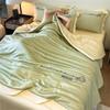 2024 New Summer Ice Silk Quilt Air Condition Blanket Smooth Breathable Lightweight Comforter Bedspreads On the Bed Solid Color