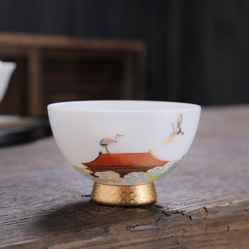 

Dehua White Porcelain Auspicious Crane Goblet Teacup