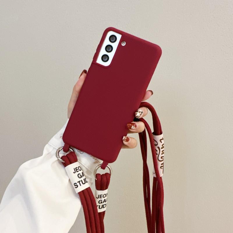 Strap Case For Samsung Galaxy S23 Ultra S21 S20 FE A54 A34 A14 S24 S22 Plus Shoulder Crossbody Lanyard Neck Rope Silicone Cover