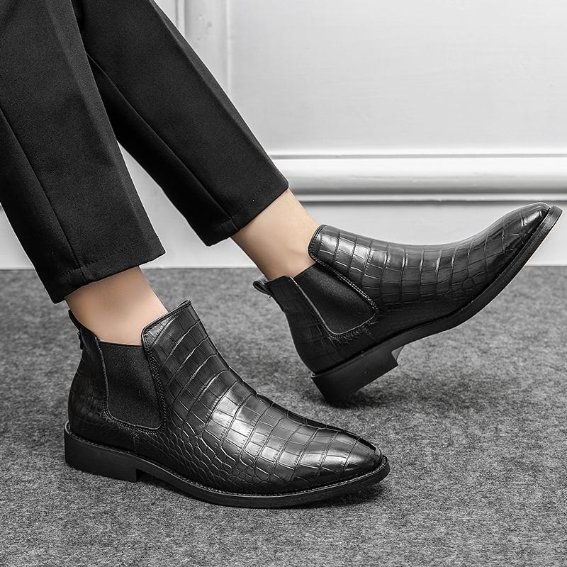 Fashion Fashion Men's British Style Slip-on Leather Boots Leather Chelsea Boots High Quality Handmade Business Casual Dress Ankle Shoes