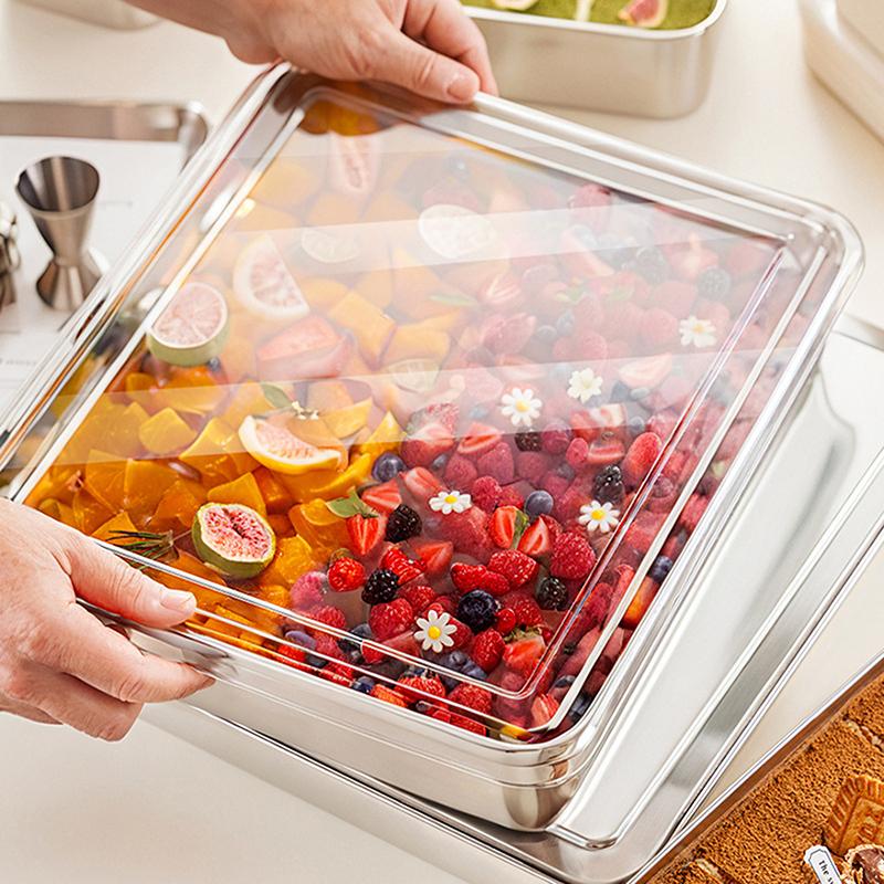 Forma do Tiramisu ze Stali Nierdzewnej Taca do Ciasta Pojemnik do Formowania Ciasta z Pokrywką Pudełko do Przechowywania Ciasta Domowe Narzędzia do Pieczenia Deserów