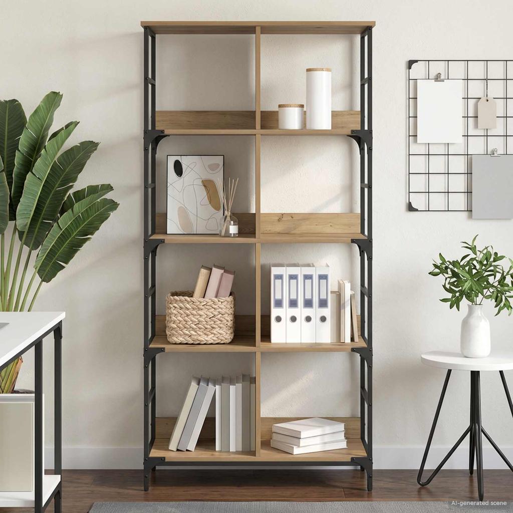 4 Tier Shelf 78.5 x 33 x 153 cm Metal PB Artisan Oak