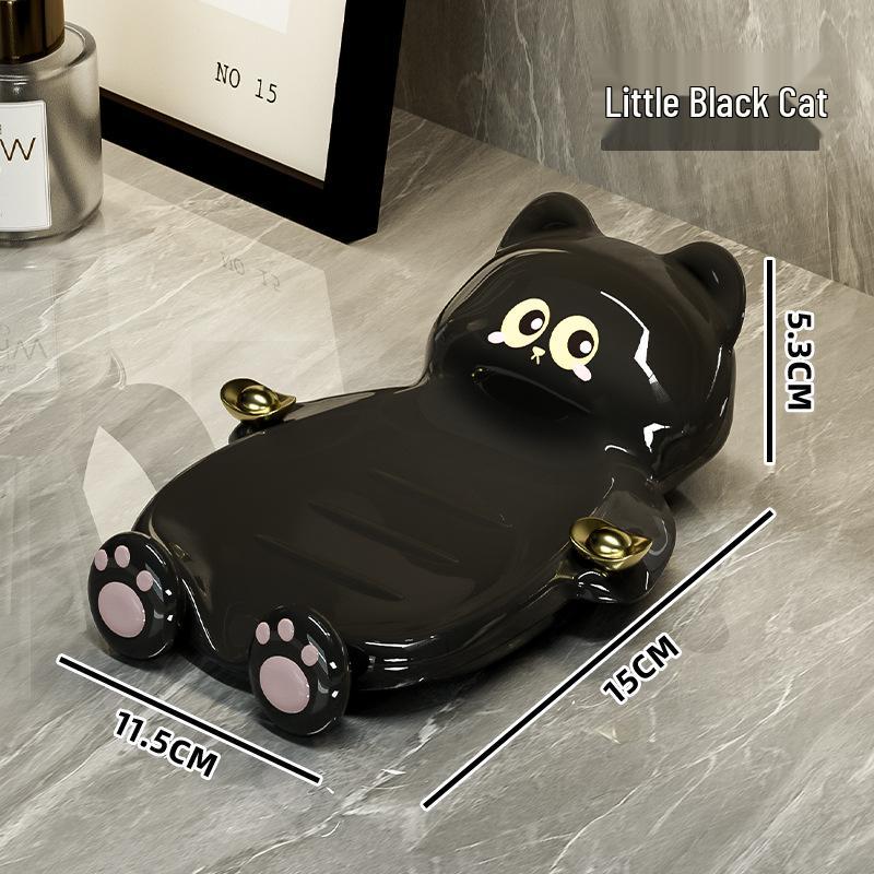 Lucky Cat Soap Holder – Adorable Kitten Soap Dish and Bathroom Storage Tray