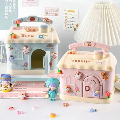 Kawaii Dům Pokladnička Držák na bankovky a mince Bezpečný Velká velikost Roztomilá Prasátko Úspory S klíčem Pro děti Dospělé Narozeninový dárek
