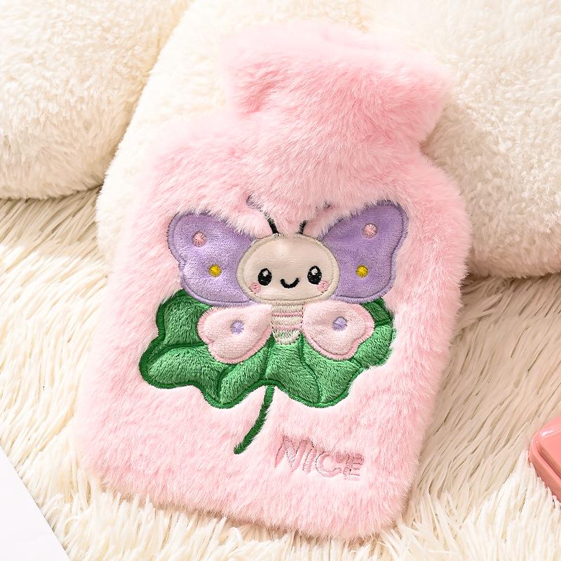 Cartoon Flannel-Covered Thick Plastic Hot Water Bottle - Winter Bed & Hand Warmer for Girls