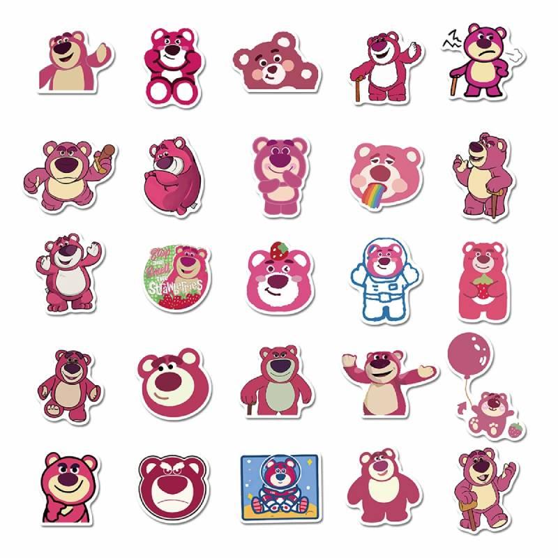 Cute Strawberry Bear Stickers 50 Adorable Cartoon Waterproof Decals For Luggage Notebook And Water Bottle