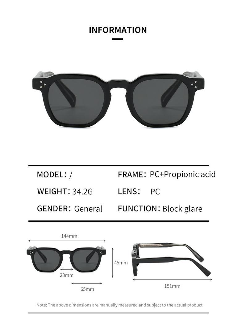 Klassiska Retro Mode Solglasögon med Imitationsacetat TR90 Båge och Propionat Stift