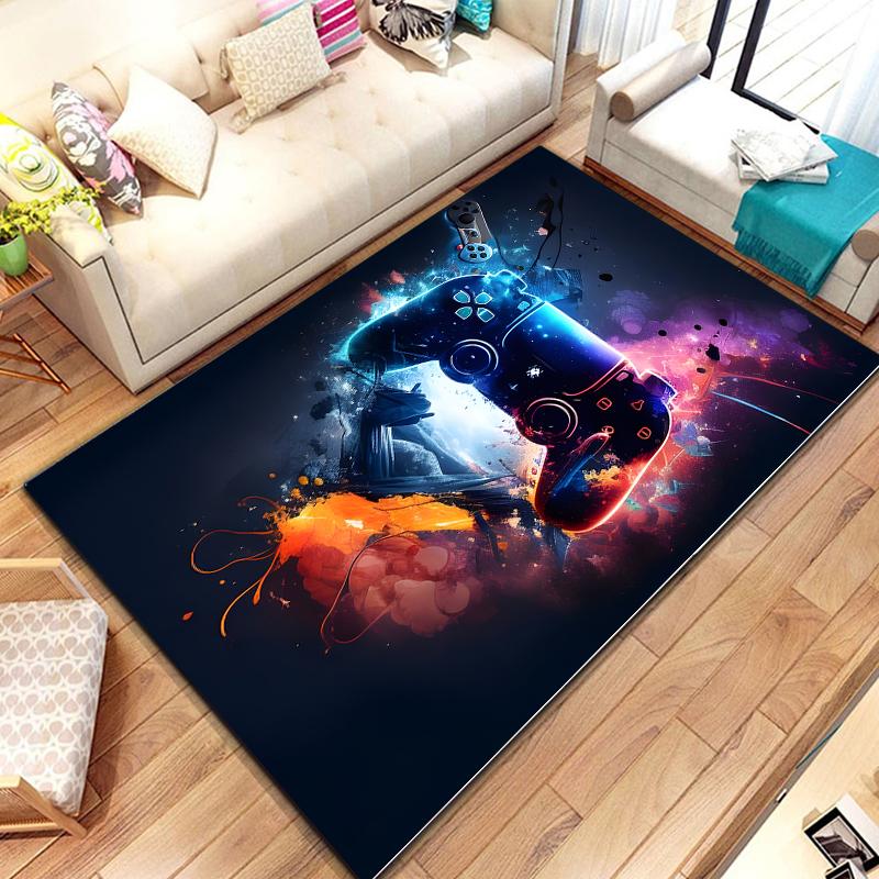 3D 80s Gamer Controller Area Rug Large,Carpet Rug for Living Room Bedroom Kitchen Decoration,Kid Play Game Non-slip Floor Mat