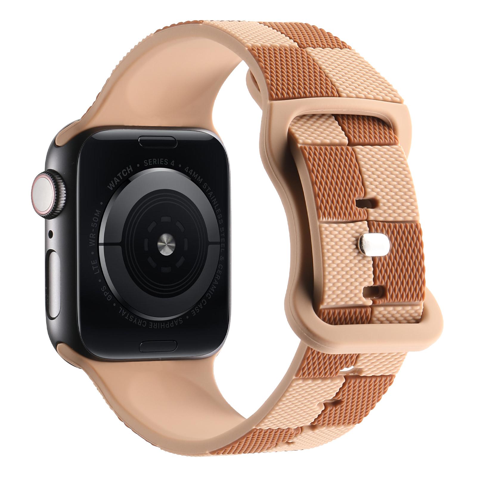 

KALEBOL Strap for Apple Watch Series 10 46mm/Ultra 2 Ultra 49mm/9 8 7 45mm/SE (2023) SE (2022) SE 6 5 4 44mm/3 2 1 42mm Silicone Band Light Brown