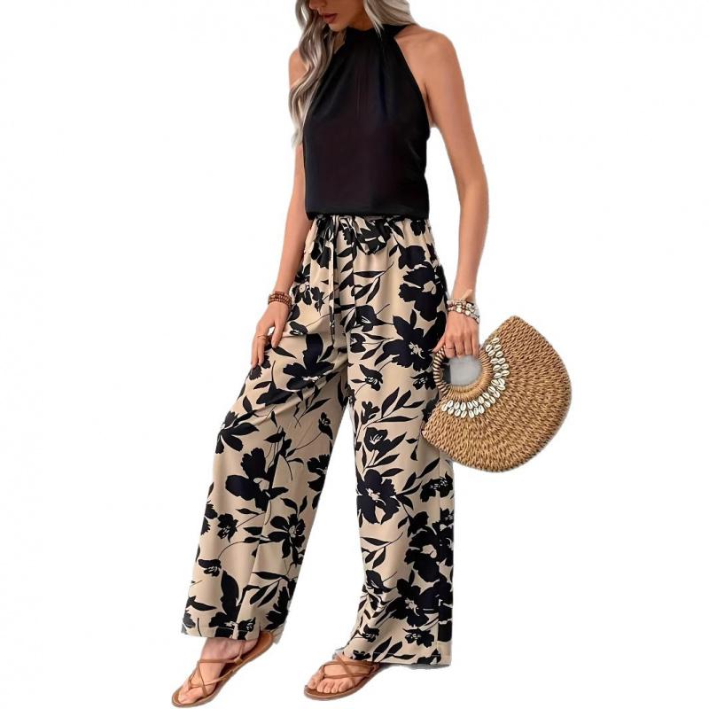 2026 Nuovi Pantaloni Lunghi Stampati alla Moda e Comodi con Vita Elastica e Gamba Larga per Donna, Pantaloni Casual