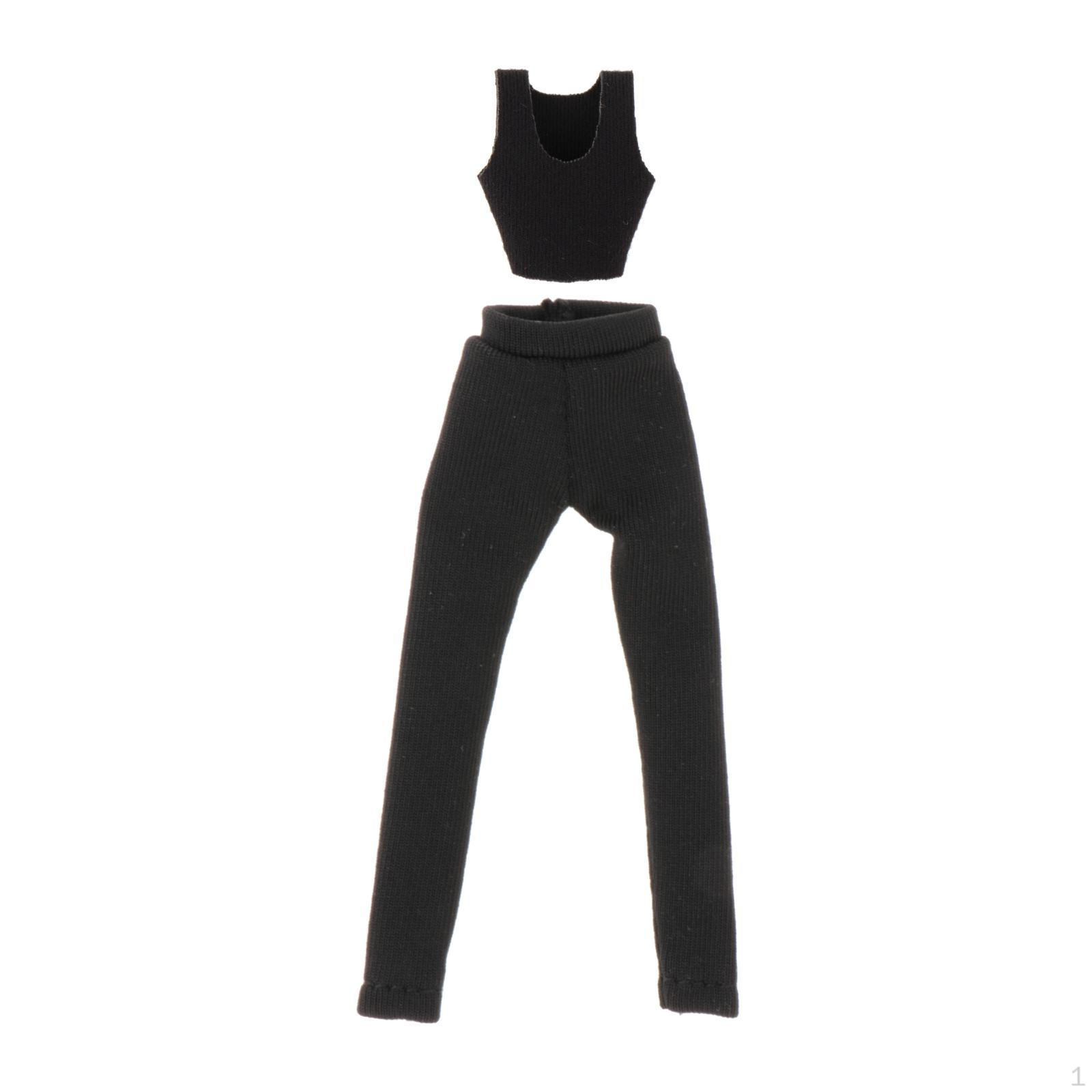 

1/12 Женский жилет и брюки Одежда для куклы Мода Ручная работа Наряд Костюм для 6-дюймовой женщины Black Vest