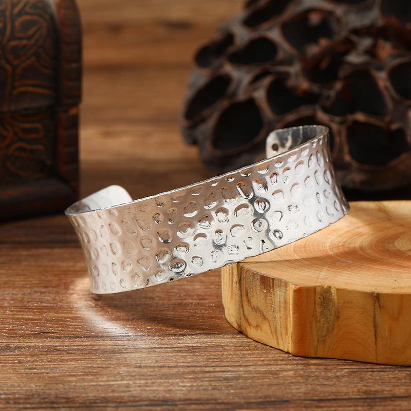Retro metal wide version open bracelet personalized silver exotic bracelet women's medieval niche accessories