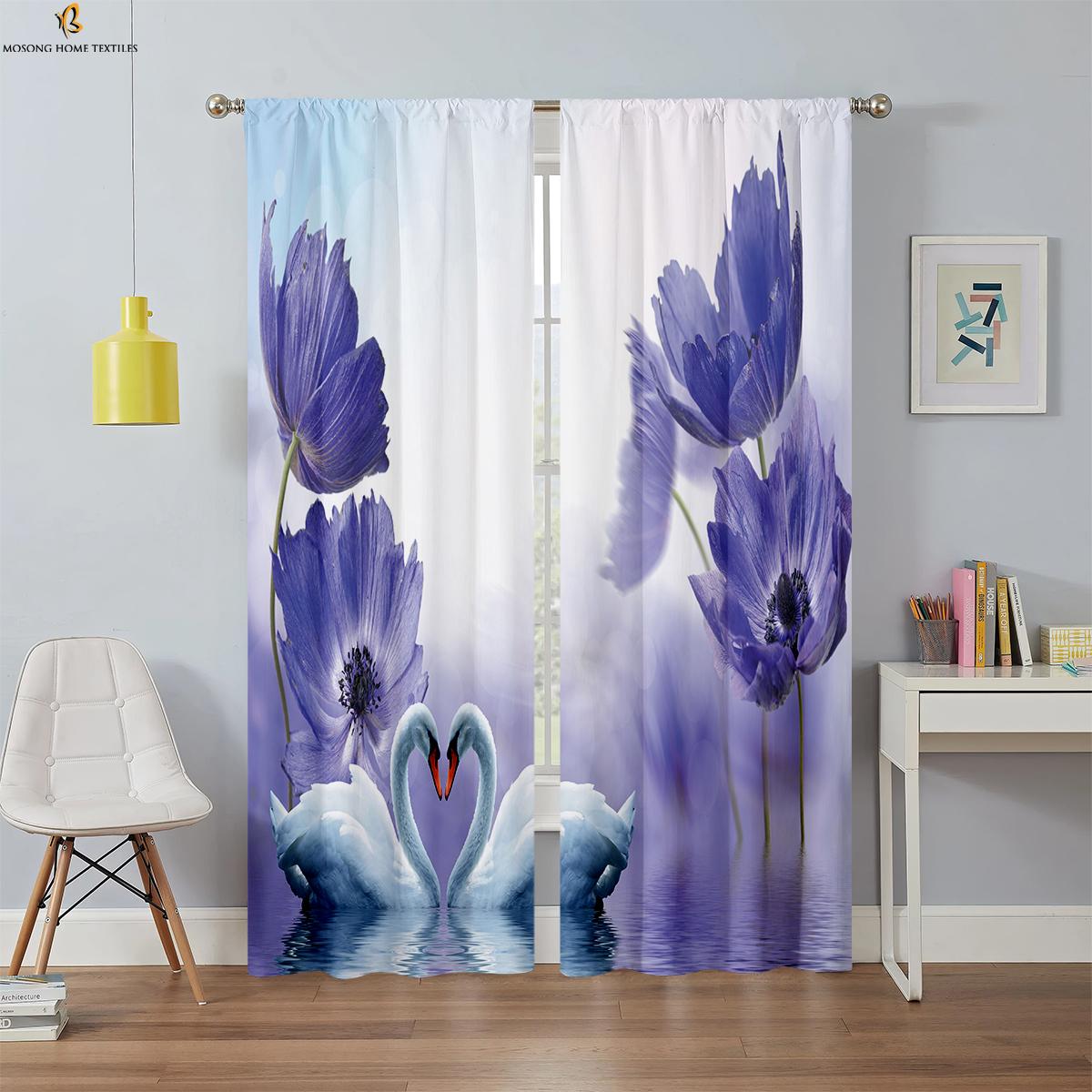 

Цветочные бабочки 3D стерео печать карниз для штор карман для сада спальни гостиной кухни декоративные занавески 2 шт. W50xH130(CM)x2PCS&Rod pocket