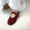 Retro New Single Shoes 2025 Fall Versatile One Buckle Round Toe Flat Mary Suede Shoes for Women