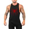 Muscleguys Red Spider Printed Running Vests Mens Gym Tank Tops Cotton Breathable Fitness Sleeveless T-Shirt Bodybuilding Training Clothing