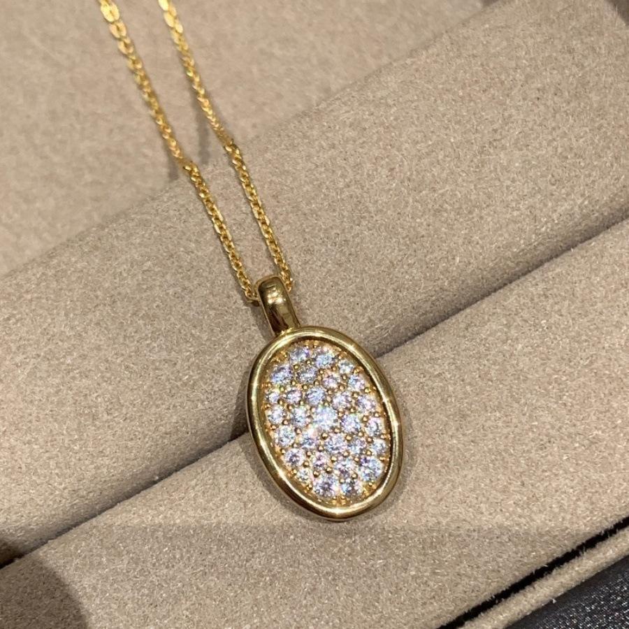 Vintage antique oval full diamond zircon necklace women's stud earrings design unique ring