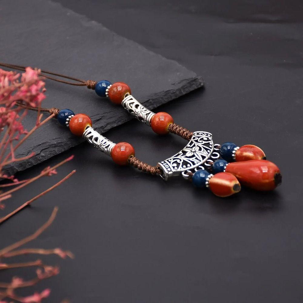 Retro Ethnic Style Beaded Headdress Tassel Tassel Forehead Headband  Women
