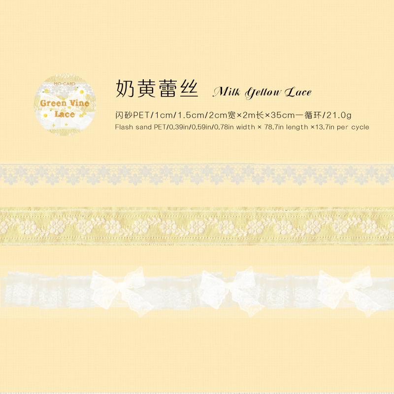 3 Rolls Handmade Lace Series Glitter Sand PET Tape Set For Scrapbooking DIY Journal Decoration Gift