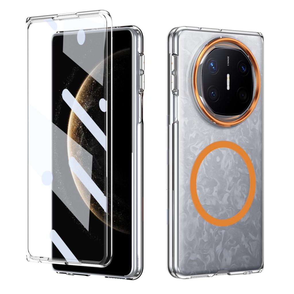 HD Transparent Magnetic Case For Huawei Mate X3 X5 X6 XT Foldable Crystal Clear Cover With Clear Tempered Glass Screen Protector